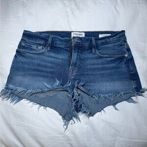 Frame Denim Blue Frayed Hem Shorts